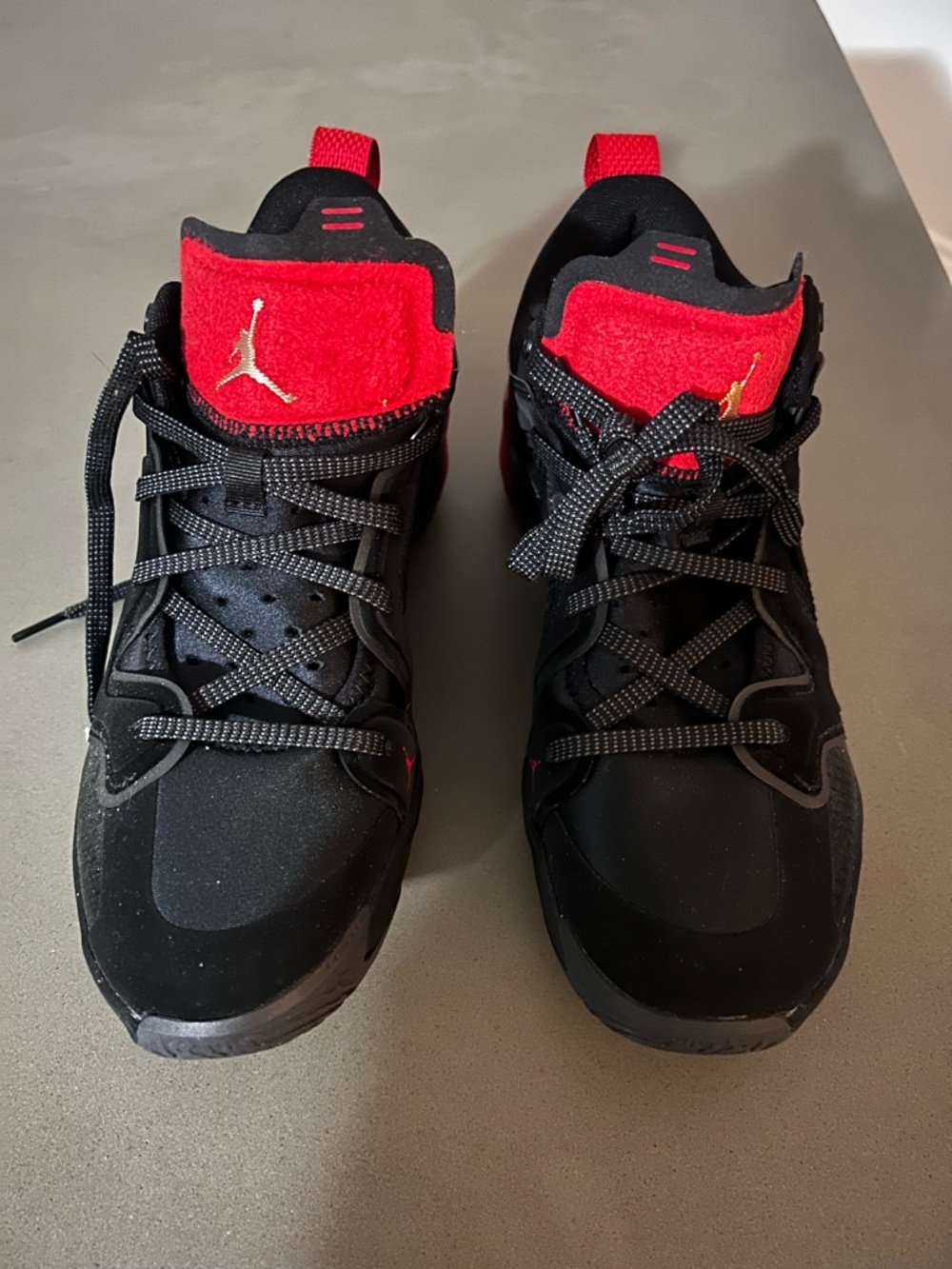 Jordan Men's Black and Red High-Top Sneakers